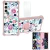 Galaxy S23+ Plus Case Compatible with Samsung Galaxy S23+ Plus Phone Case Cover [with Tempered Glass Screen Protector][Hard PC + Soft Silicone][Ring Support] [Colorful Reflect Light] IMDF-HUA3 view 1
