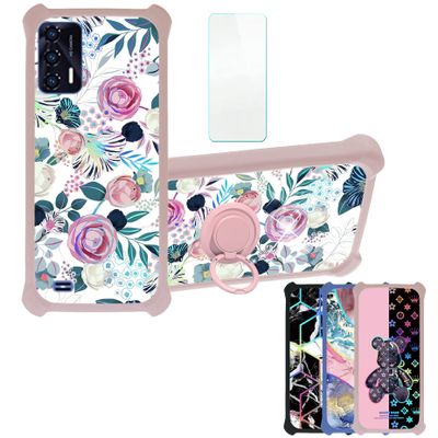 Case for Oukitel C31 Pro Case Compatible with Oukitel C31 Pro Phone Case Cover [with Tempered Glass Screen Protector][Hard PC + Soft Silicone][Ring Support] [Colorful Reflect Light] IMDF-HUA3