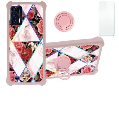 Case for Oukitel C31 Pro Case Compatible with Oukitel C31 Pro Phone Case Cover [with Tempered Glass Screen Protector][Hard PC + Soft Silicone][Ring Support] [Colorful Reflect Light] IMDF-HMG