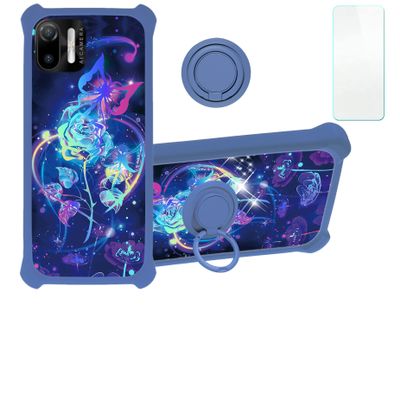 Case for Ulefone Note 6t Case Compatible with Ulefone Note 6t Phone Case Cover [with Tempered Glass Screen Protector][Hard PC + Soft Silicone][Ring Support] [Colorful Reflect Light] IMDL-LMG