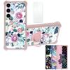 Galaxy S23 Case Compatible with Samsung Galaxy S23 Phone Case Cover [with Tempered Glass Screen Protector][Hard PC + Soft Silicone][Ring Support] [Colorful Reflect Light] IMDF-HUA3 view 1