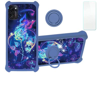 Case for Ulefone Note 12 Case Compatible with Ulefone Note 12 Phone Case Cover [with Tempered Glass Screen Protector][Hard PC + Soft Silicone][Ring Support] [Colorful Reflect Light] IMDL-LMG