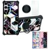 Galaxy S23 Case Compatible with Samsung Galaxy S23 Phone Case Cover [with Tempered Glass Screen Protector][Hard PC + Soft Silicone][Ring Support] [Colorful Reflect Light] IMDH-HS view 1
