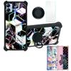 Galaxy A04e Case Compatible with Samsung Galaxy A04e Phone Case Cover [with Tempered Glass Screen Protector][Hard PC + Soft Silicone][Ring Support] [Colorful Reflect Light] IMDH-HS view 1