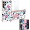 Galaxy S23 Ultra Case Compatible with Samsung Galaxy S23 Ultra Phone Case Cover [with Tempered Glass Screen Protector][Hard PC + Soft Silicone][Ring Support] [Colorful Reflect Light] IMDF-HUA3 view 1