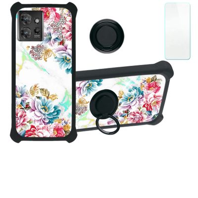 Case for Moto Thinkphone Case Compatible with Motorola Thinkphone Phone Case Cover [with Tempered Glass Screen Protector][Hard PC + Soft Silicone][Ring Support] [Colorful Reflect Light] IMDH-MDH
