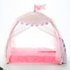 American Girl WellieWishers 14.5-inch Doll Royal Canopy Bed Playset with Mesh Drapes, Flag, and Blanket, For Ages 4+ view 2