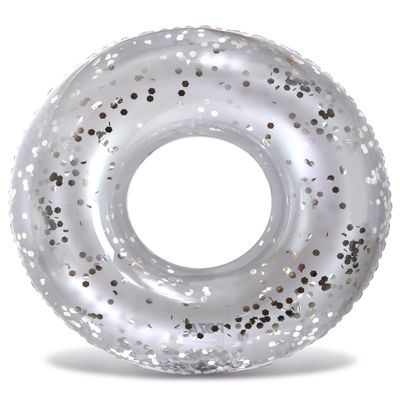 CoTa Global Inflatable Giant Silver Pool Float Tube - Luxurious Fun Lounger Filled with Sparkle Silver Confetti, Cool Design Water Swimming Ring Pool Floaties for Beach, Lake and Pool - 48 Inches
