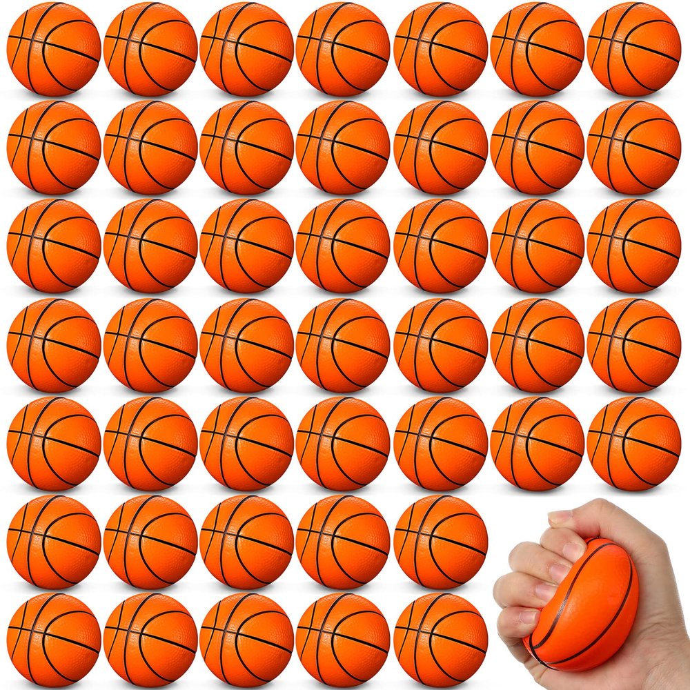 Sumind 48 Pcs 2.5 Inch Mini Basketball Stress Balls Mini Basketball Party Favor Small Foam Squeeze Sports Ball for Stress Pressure Relief School Classroom Reward Party Gifts