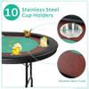DC DICLASSE Upgrade 10 Players Folding Poker Table, 84" Oval Card Table with Stainless Steel Cup Holders & Padded Rails, Casino Leisure Felt Surface Texas Hold 'em Poker Table, Green view 2