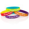 hexiaoxiao 36pcs Happy Birthday Rubber Bracelets Colorful Silicone Stretch Wristbands for Birthday Party Supplies Favors rubber bracelets for kids&teens Classroom Prizes Teacher Supplies view 3