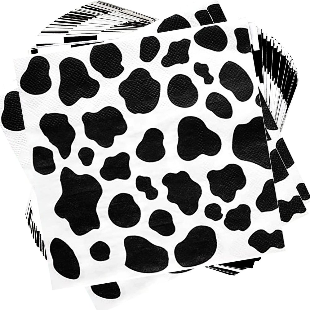 50pcs Farm Animal Napkins - Cow Print Party Supplies, Disposable Napkins for Baby Shower & Birthday Party Decorations