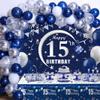 15th Birthday Decorations for Boys Girls - Navy Blue Birthday Decorations For Boys Girls Including HAPPY 15th BIRTHDAY Decorations Backdrop Tablecloth Balloon Garland Kit -15th Bday Decorations view 1