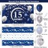 15th Birthday Decorations for Boys Girls - Navy Blue Birthday Decorations For Boys Girls Including HAPPY 15th BIRTHDAY Decorations Backdrop Tablecloth Balloon Garland Kit -15th Bday Decorations view 4