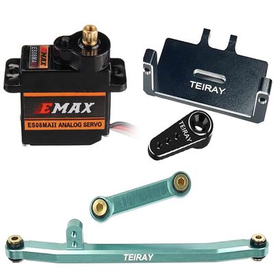 TEIRAY for AXIAL SCX24 Servo Metal Gear EMAX Servo Steering Servo with Servo Steering Link Set and Arm and Mount Bracket SCX24 Upgrade Parts (Green)