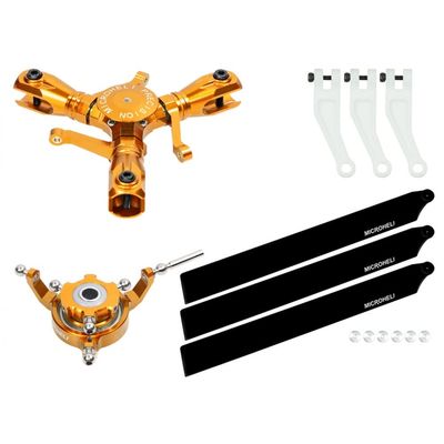 MICROHELI CNC Triple Carbon Plastic Blades Conversion Set (Gold) - GOOSKY S2
