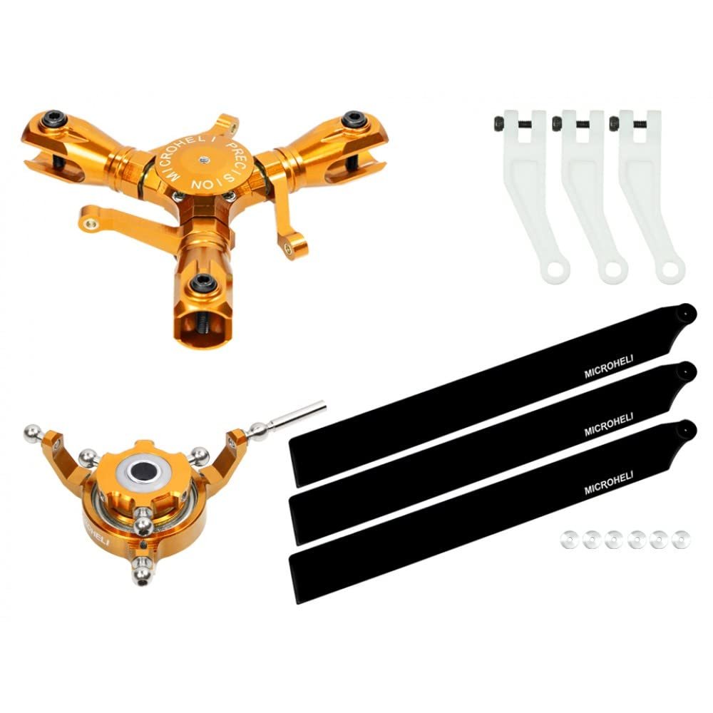 MICROHELI CNC Triple Carbon Plastic Blades Conversion Set (Gold) - GOOSKY S2