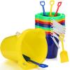 Didaey 7.5 Inch Beach Buckets and Shovels Plastic Sand Pails Castle Building Sand Shovel for Boys and Girls Summer Beach Toys Party Favors(12 Set) view 1