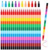Hxezoc 20 Pieces Stacking Crayons Stackable Buildable Crayons Colorful Party Favors DIY Rainbow Pencils Stackable Crayons for Kids School Office Birthday Party Supplies, 12 Colors view 1