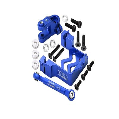 Aluminum Servo Mount + Tie Rod + 25T Servo Horn for Traxxas 1/10 Maxx 4WD Monster Truck (89076-4) Upgrades - Blue