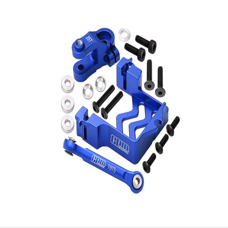 Aluminum Servo Mount + Tie Rod + 25T Servo Horn for Traxxas 1/10 Maxx 4WD Monster Truck (89076-4) Upgrades - Blue