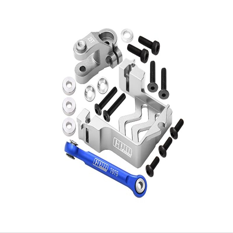 Aluminum Servo Mount + Tie Rod + 25T Servo Horn for Traxxas 1/10 Maxx 4WD Monster Truck (89076-4) Upgrades - Silver