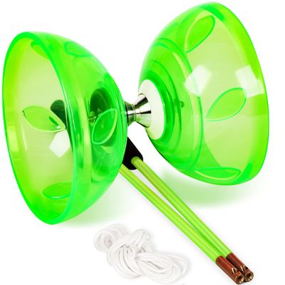 BODY RHYTHM Five Bearings Chinese Diabolo Yoyo Set with Fiberglass Sticks-Adjustable Strings for All Ages - Best for Fitness and Tricks (Green)