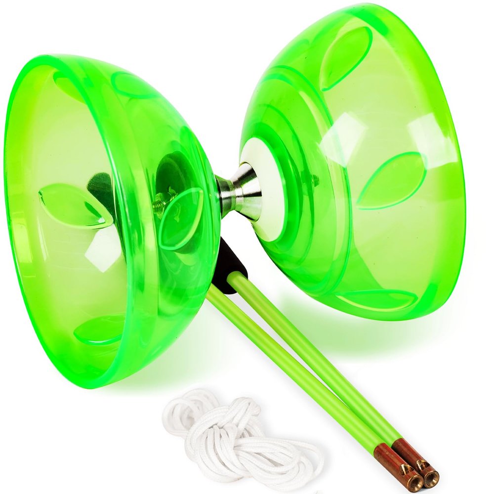 BODY RHYTHM Five Bearings Chinese Diabolo Yoyo Set with Fiberglass Sticks-Adjustable Strings for All Ages - Best for Fitness and Tricks (Green)