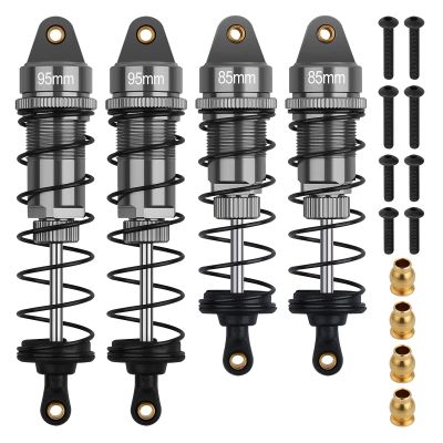 4Pcs RC Shocks Set 1:10 Scale Replacement Parts Fits for 1/10 1/12 WLtoys 104001,124019, Kyosho, Tamiya, Losi RC Buggy/Racing Cars-85mm Front Shocks & 95mm Rear Shocks (Gray)