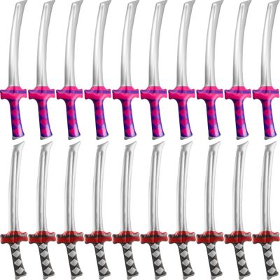Fahacop 20 Pack 30 Inch Inflatable Katana Blow up Ninja Swords Inflatable Samurai Swords for Ninja Theme Birthday Cosplay Pool Party Supplies, 2 Colors