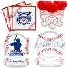120pcs Baseball Party Supplies Birthday Plates Napkins Cups Red Forks Sports Birthday Party Decorations Paper Dessert Tableware Set for 24 Guests view 1