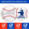 120pcs Baseball Party Supplies Birthday Plates Napkins Cups Red Forks Sports Birthday Party Decorations Paper Dessert Tableware Set for 24 Guests view 3