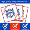 120pcs Baseball Party Supplies Birthday Plates Napkins Cups Red Forks Sports Birthday Party Decorations Paper Dessert Tableware Set for 24 Guests view 4