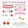 100 PCs Watermelon Party Decorations, Hombae Watermelon Birthday Decorations Backdrop Balloon Garland Banner Tablecloth Cake Cupcake Topper Sweet Melon Pink Green Red view 2