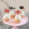 Cyodoos 2025 Graduation Cupcake Toppers Class of 2025 Graduation Cap Diploma Done Congrats Cupcake Picks 2025 Graduation Congratulation Theme Party Cake Decorations Supplies - Red Black Glitter view 3