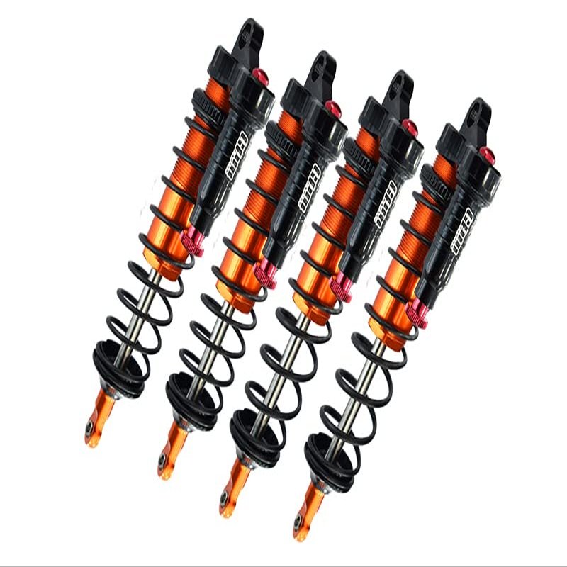 GPM Upgrades Aluminum 6061-T6 Front and Rear L-Shape Piggy Back (Built-in Piston Spring) Adjustable Spring Dampers for 1/8 4WD Sledge Monster Truck95076-4 Rc Cars (Orange)