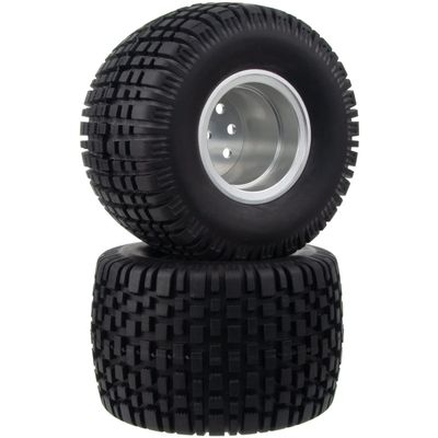 HobbyMarking 1/10 RC Car Aluminium Wheels Rims & Rubber Tires 12mm Hex Drive Hub for Tamiya WR-02 / G6-01 Chassis Konghead 6x6 Wild Willy Upgrade