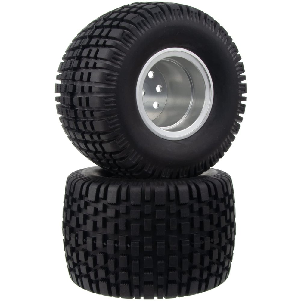 HobbyMarking 1/10 RC Car Aluminium Wheels Rims & Rubber Tires 12mm Hex Drive Hub for Tamiya WR-02 / G6-01 Chassis Konghead 6x6 Wild Willy Upgrade