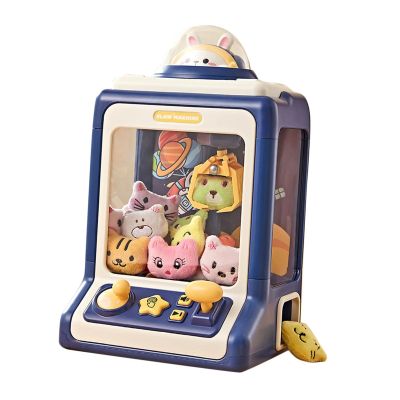 AAGAZA Manual Claw Machine Toy with 10 Dolls DIY Electric Claw Machine for Kids Birthday Gifts, Pink (Color : Azul)