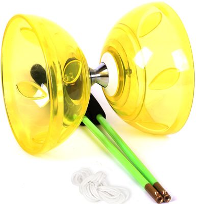 BODY RHYTHM Five Bearings Chinese Diabolo Yoyo Set with Fiberglass Sticks-Adjustable Strings for All Ages - Best for Fitness and Tricks (Yellow)