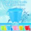 Leitee 10 Pcs Beach Sand Buckets and 10 Pcs Sand Shovels Set for Kids Summer Beach Toys Set 5.9 Inch Plastic Castle Shaped Bucket and Shovels Gift for Boys Girls Swimming Pool (Round,Classic Color) view 3