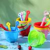 Leitee 10 Pcs Beach Sand Buckets and 10 Pcs Sand Shovels Set for Kids Summer Beach Toys Set 5.9 Inch Plastic Castle Shaped Bucket and Shovels Gift for Boys Girls Swimming Pool (Round,Classic Color) view 4