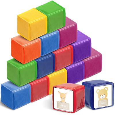 Yilloog 16 Pcs 3.15 Inch DIY Photo Pocket Dice Large Clear Foam Dice Playing Cubes Set 6 Sided Stacking Blocks Cubes (Pure Color)