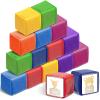 Yilloog 16 Pcs 3.15 Inch DIY Photo Pocket Dice Large Clear Foam Dice Playing Cubes Set 6 Sided Stacking Blocks Cubes (Pure Color) view 1