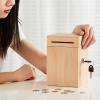 Money Box Piggy Bank Solid Wood Piggy Bank,Large Capacity Coin and Paper Money Saving Box with Lock Adult Piggy Banks for Desktop Money Bank view 2
