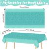 3 Pieces Teal and Silver Tablecloths for Happy Birthday Party Decoration Plastic Disposable Breakfast Blue Birthday Theme Table Covers for Girl Women Silver Glitter Birthday Party Supply, 54x108 Inch view 2