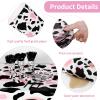 durony 198 Pieces Pink Cow Print Party Tableware Supplies Including Cowgirl Pink Cow Party Plates Spoons Forks Knife Cups Napkins Serves for 28 Banner and Tablecloths for Cow Theme Party Decorations view 4