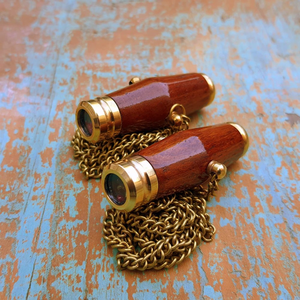 Pair of Couples Kaleidoscope Wood & Brass Pendant Kaleidoscope for Your Love Oneby Art Gift Decor