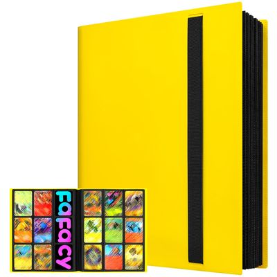2026Trading Card Binder 9 Pocket, Premium Sports Collection Binder Game Cards Book with Sleeves Side Loading, Anti-open Strap Double Sided Waterproof 360 Card Folder