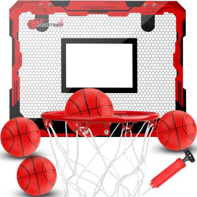 Wall Mounted Mini Basketball Hoop for Kids 5 6 7 8 9 10+Years Old Boys, Indoor Basketball Hoop with 4 Balls for Room Bedroom, Dunk Pro Sport Game Interactive Toys Gift for Boys Age 4-12